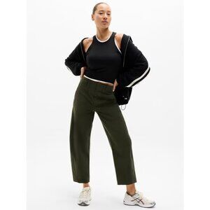 New Athleta 4 Skyline High Rise Barrel Leg Pant Aspen Olive Green Size 4 Regular